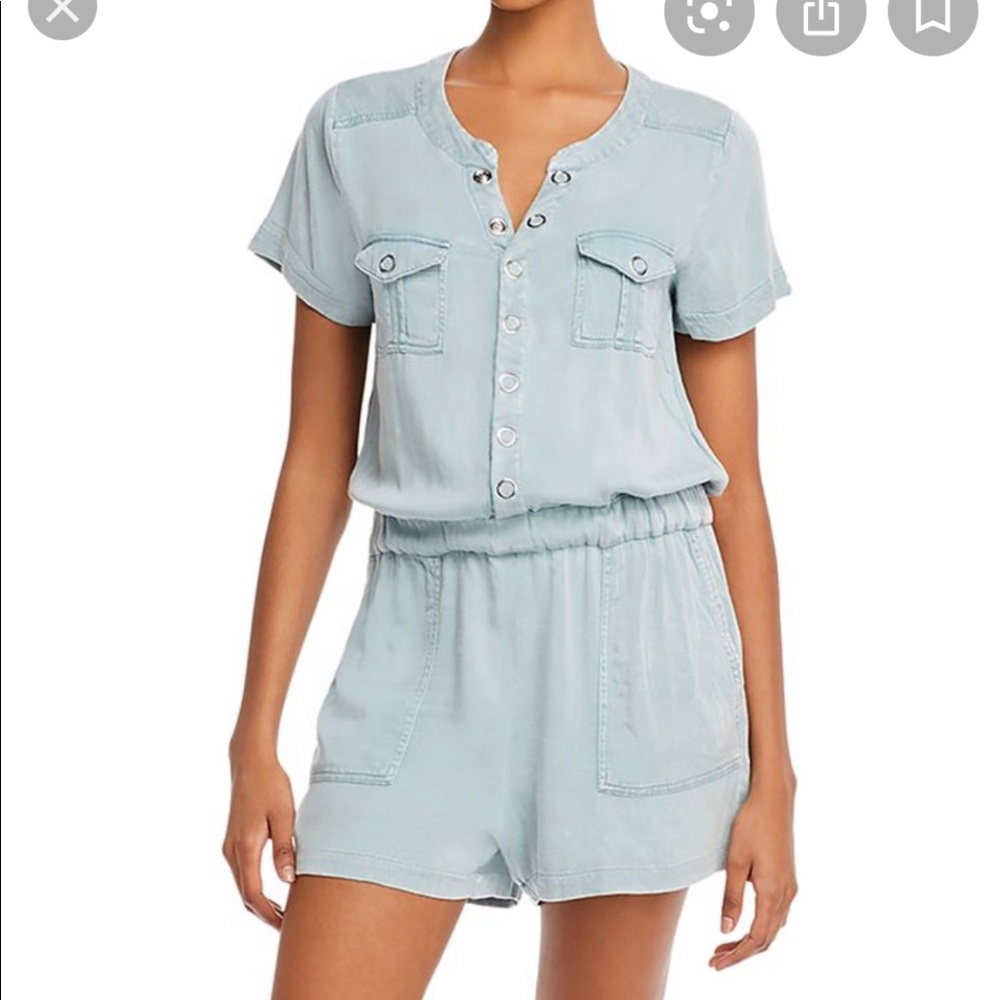 Chaser Heirloom Woven Snap button down Romper